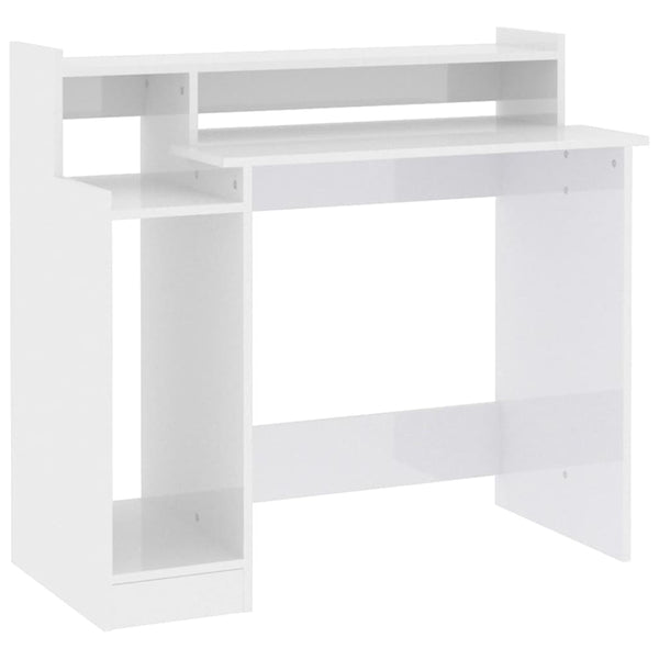 LED Schreibtisch Weiß Hochglanz 97cm