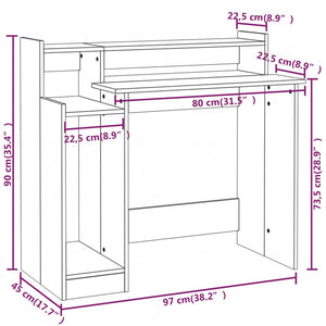 LED Schreibtisch Weiß Hochglanz 97cm