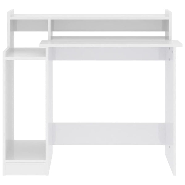 LED Schreibtisch Weiß Hochglanz 97cm
