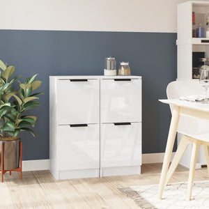 2er Set Sideboards Hochglanz Weiß 30x70 cm