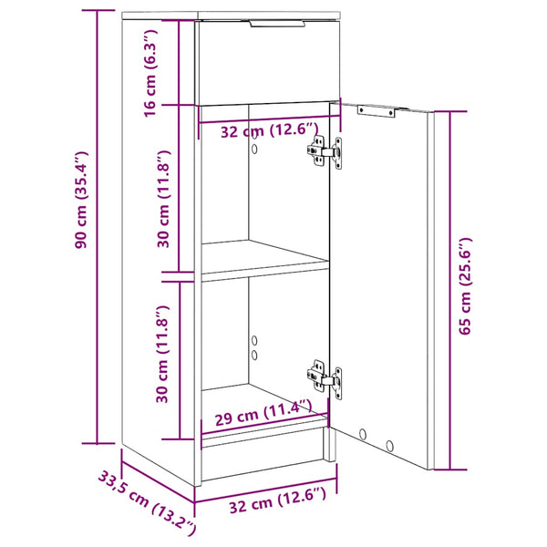 Badschrank Sonoma Eiche 32x33,5x90 cm