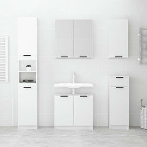 Weißer Badschrank Holzwerkstoff 32x34x188,5 cm
