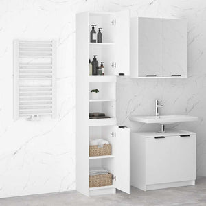 Weißer Badschrank Holzwerkstoff 32x34x188,5 cm
