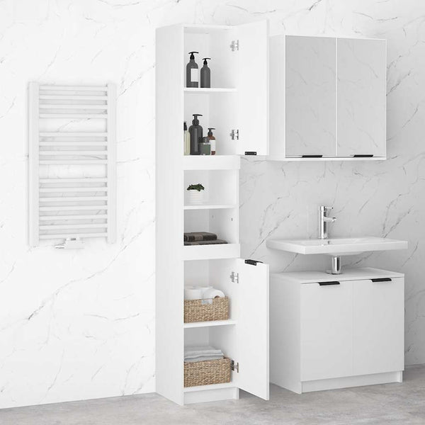 Weißer Badschrank Holzwerkstoff 32x34x188,5 cm
