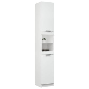 Weißer Badschrank Holzwerkstoff 32x34x188,5 cm