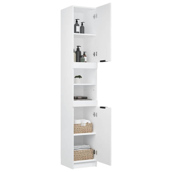 Weißer Badschrank Holzwerkstoff 32x34x188,5 cm
