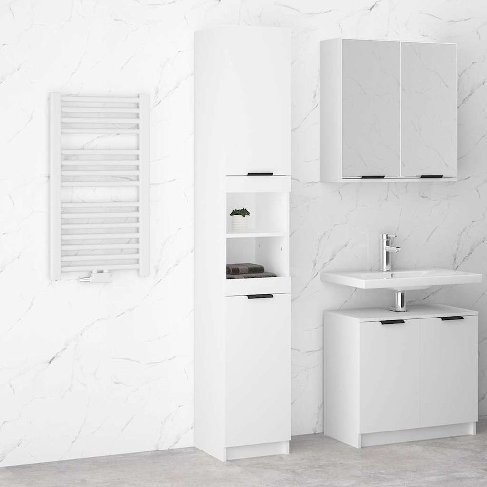 Weißer Badschrank Holzwerkstoff 32x34x188,5 cm