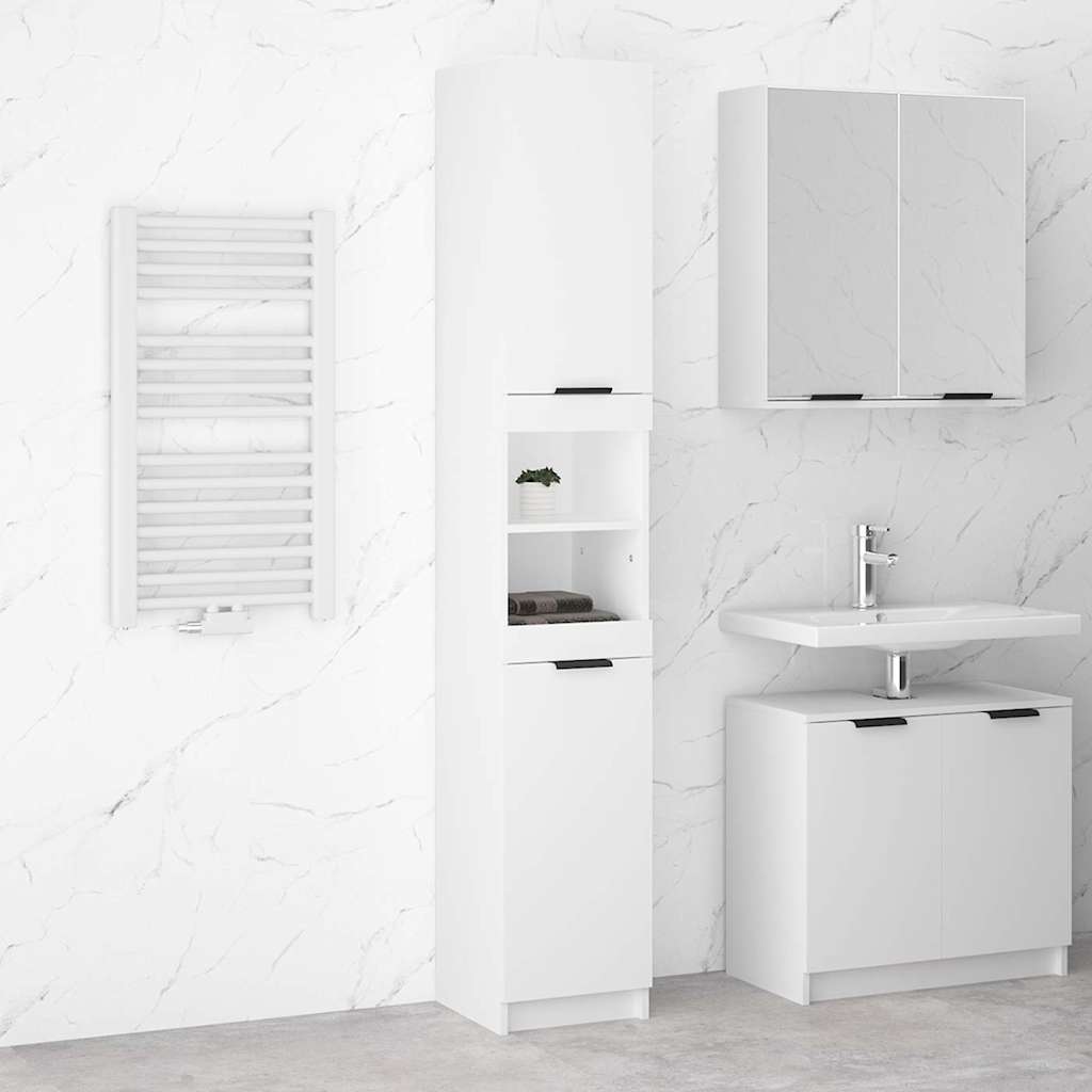 Weißer Badschrank Holzwerkstoff 32x34x188,5 cm
