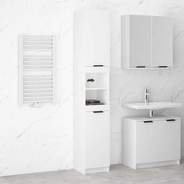 Weißer Badschrank Holzwerkstoff 32x34x188,5 cm