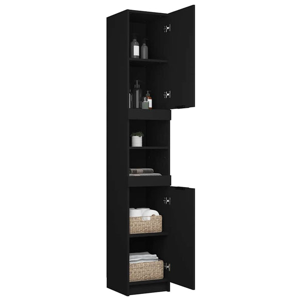 Schwarzer Badschrank 32x34x188,5 cm