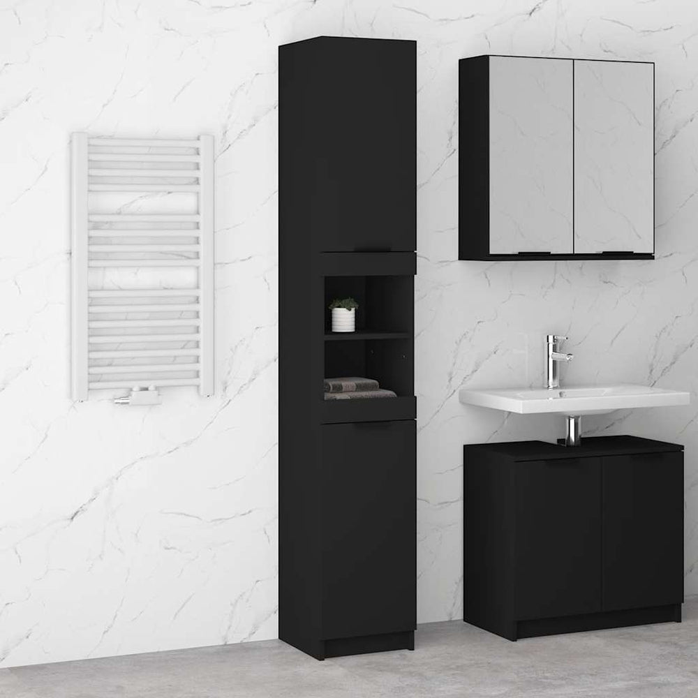 Schwarzer Badschrank 32x34x188,5 cm