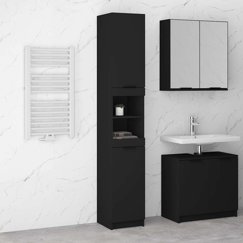 Schwarzer Badschrank 32x34x188,5 cm