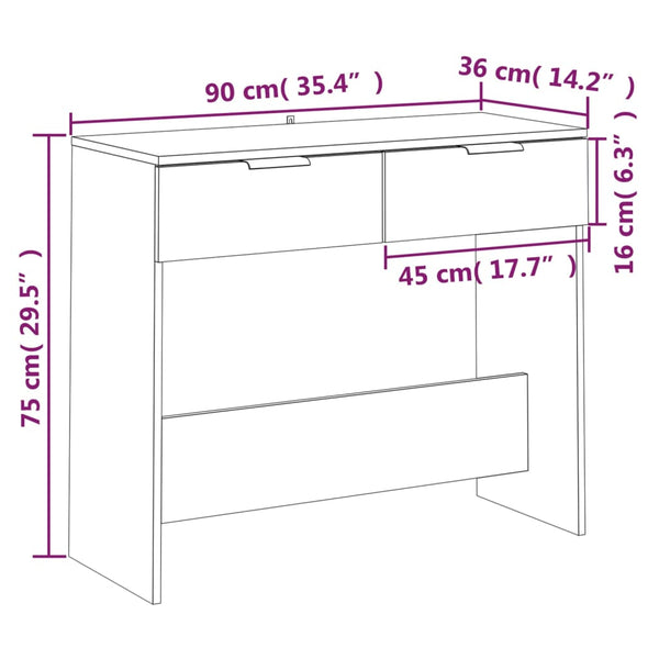 Konsolentisch Betongrau 90x36x75 cm