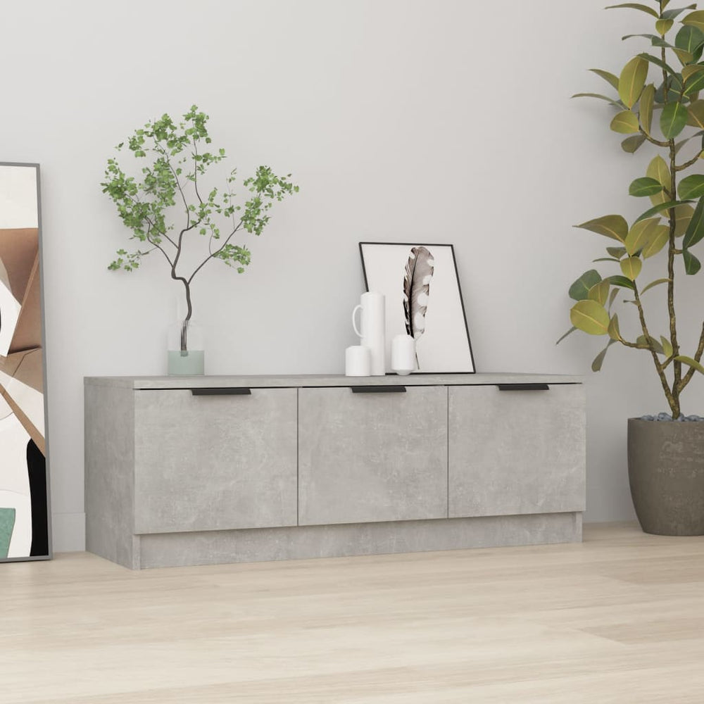 vidaXL Meuble TV gris béton 102x35x36,5 cm bois d'ingénierie