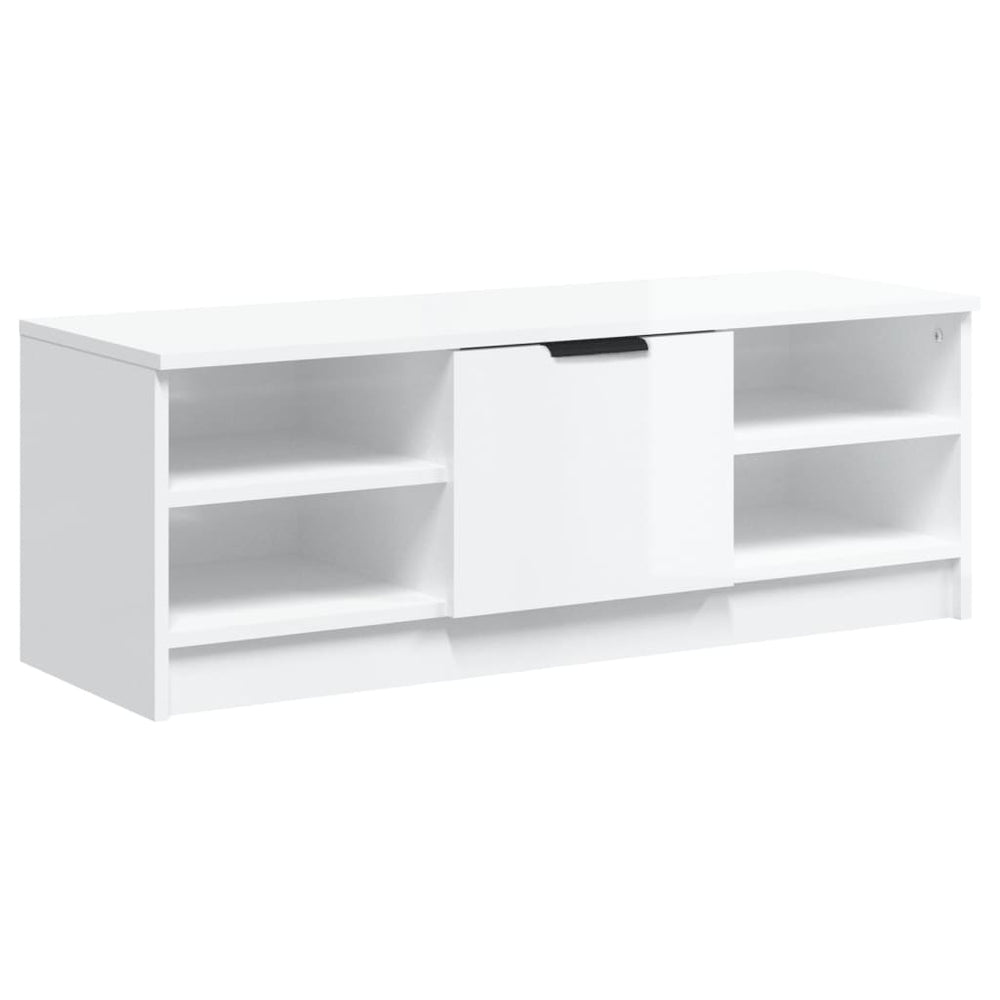 Meuble TV vidaXL blanc brillant 102x35,5x36,5 cm en bois d'ingénierie