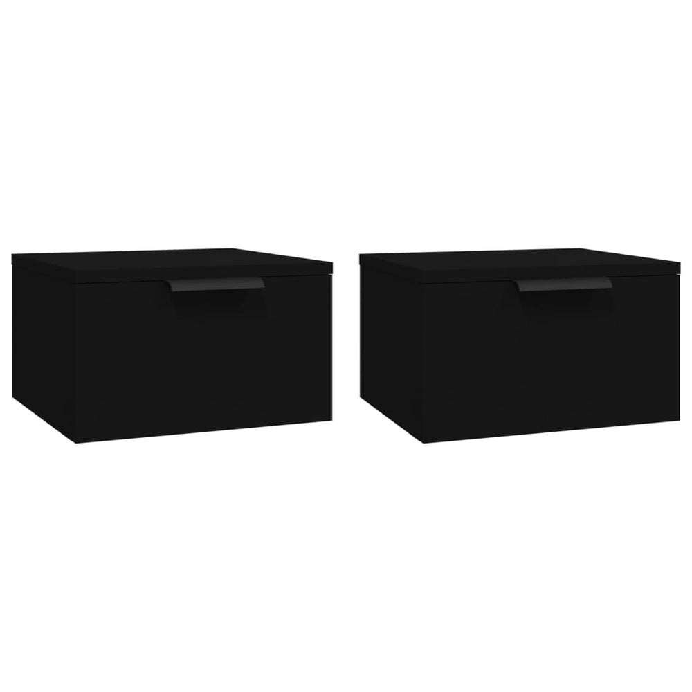 vidaXL Wall-Mounted Nightstands 2 pcs Black 34x30x20 cm