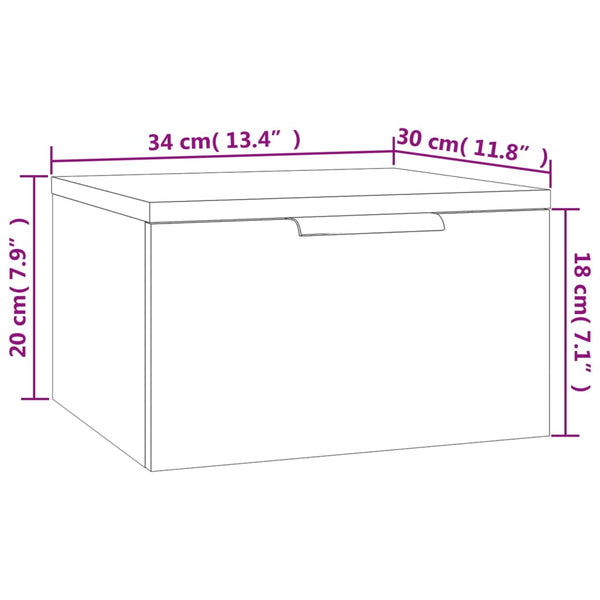 Wand Nachttische Schwarz 34x30x20 cm, 2er-Set