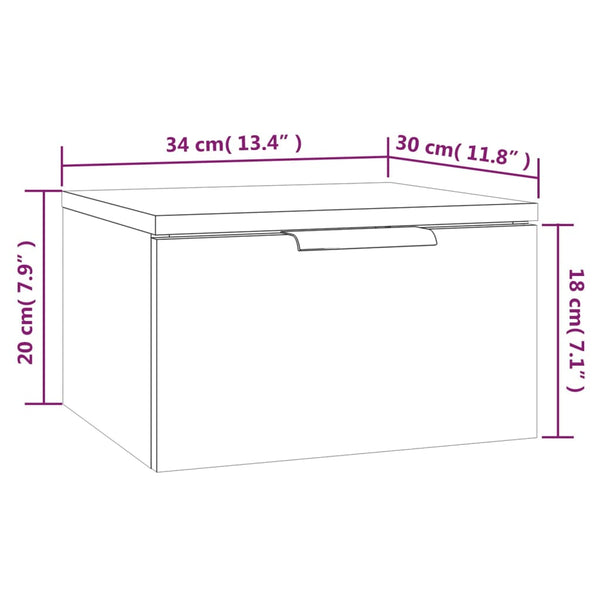 Wand-Nachttisch Sonoma Eiche 34x30x20 cm