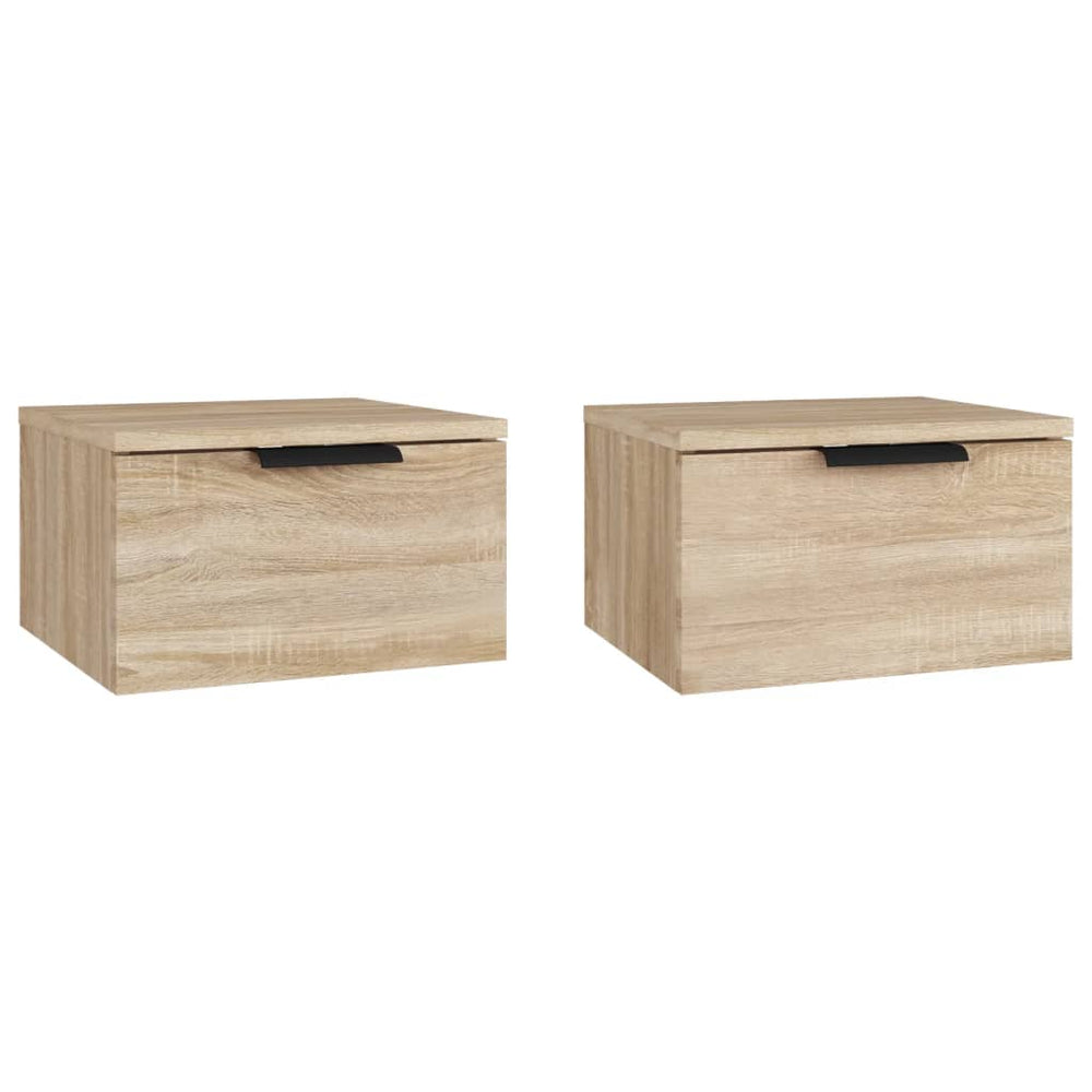 vidaXL Wall-Mounted Bedside Cabinets 2 pcs Sonoma Oak 34x30x20 cm