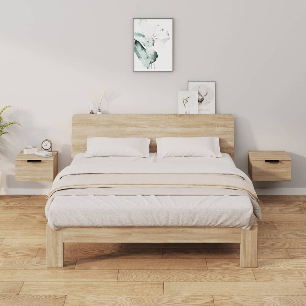 vidaXL Wall-Mounted Bedside Cabinets 2 pcs Sonoma Oak 34x30x20 cm