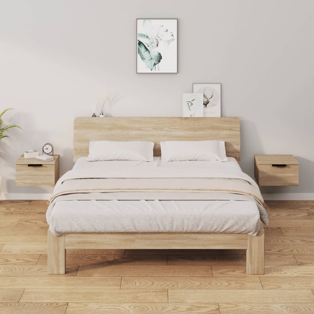 Wand-Nachttische Sonoma-Eiche, 2er-Set