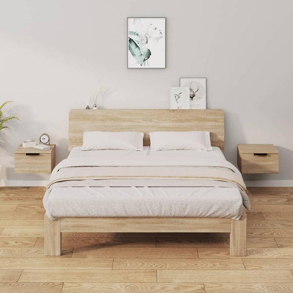 Wand-Nachttische Sonoma-Eiche, 2er-Set