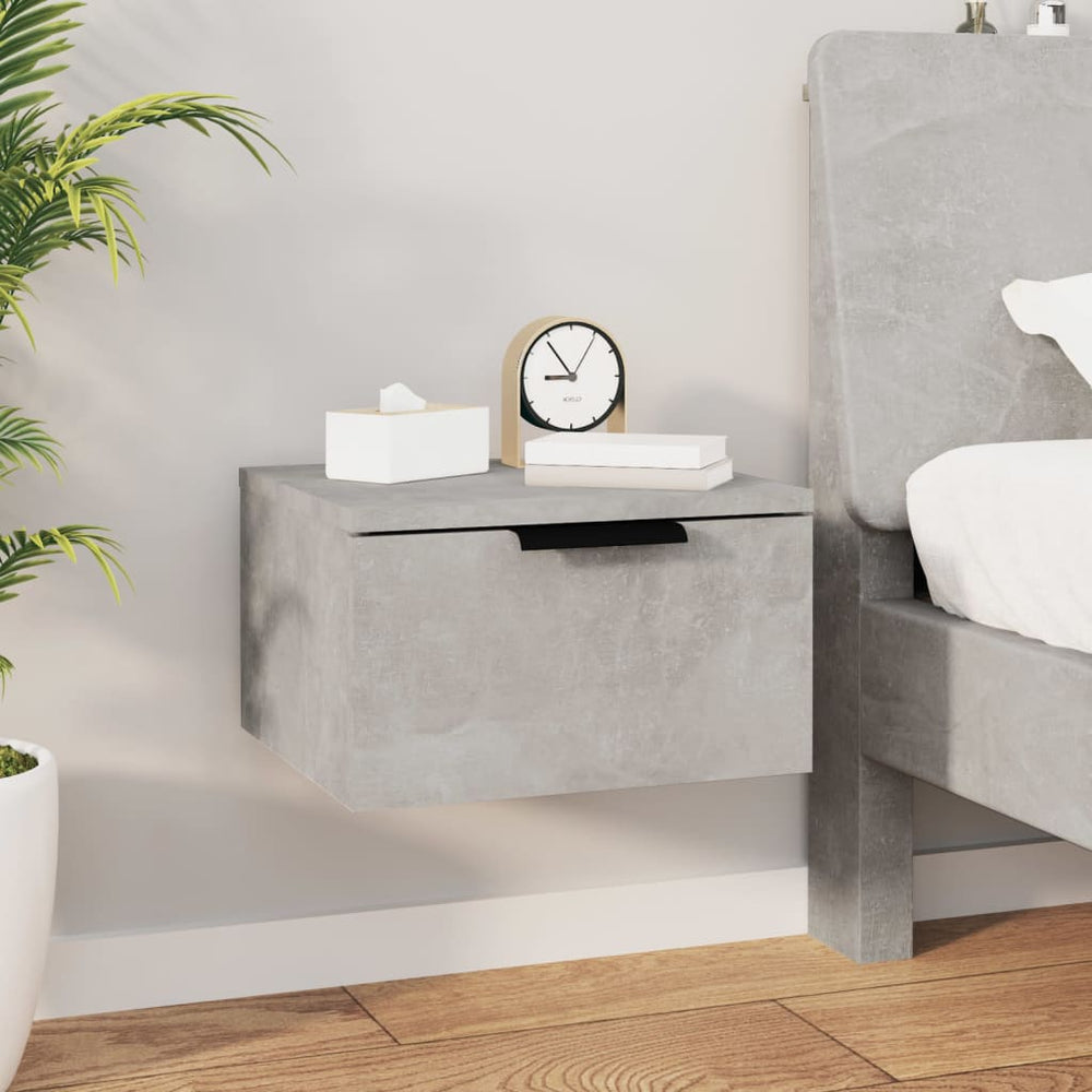 vidaXL Wall-Mounted Nightstand Concrete Grey 34x30x20 cm
