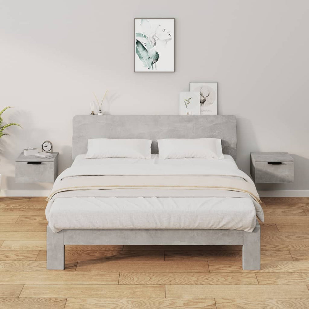 vidaXL Wall-Mounted Nightstands 2 pcs Concrete Grey 34x30x20 cm