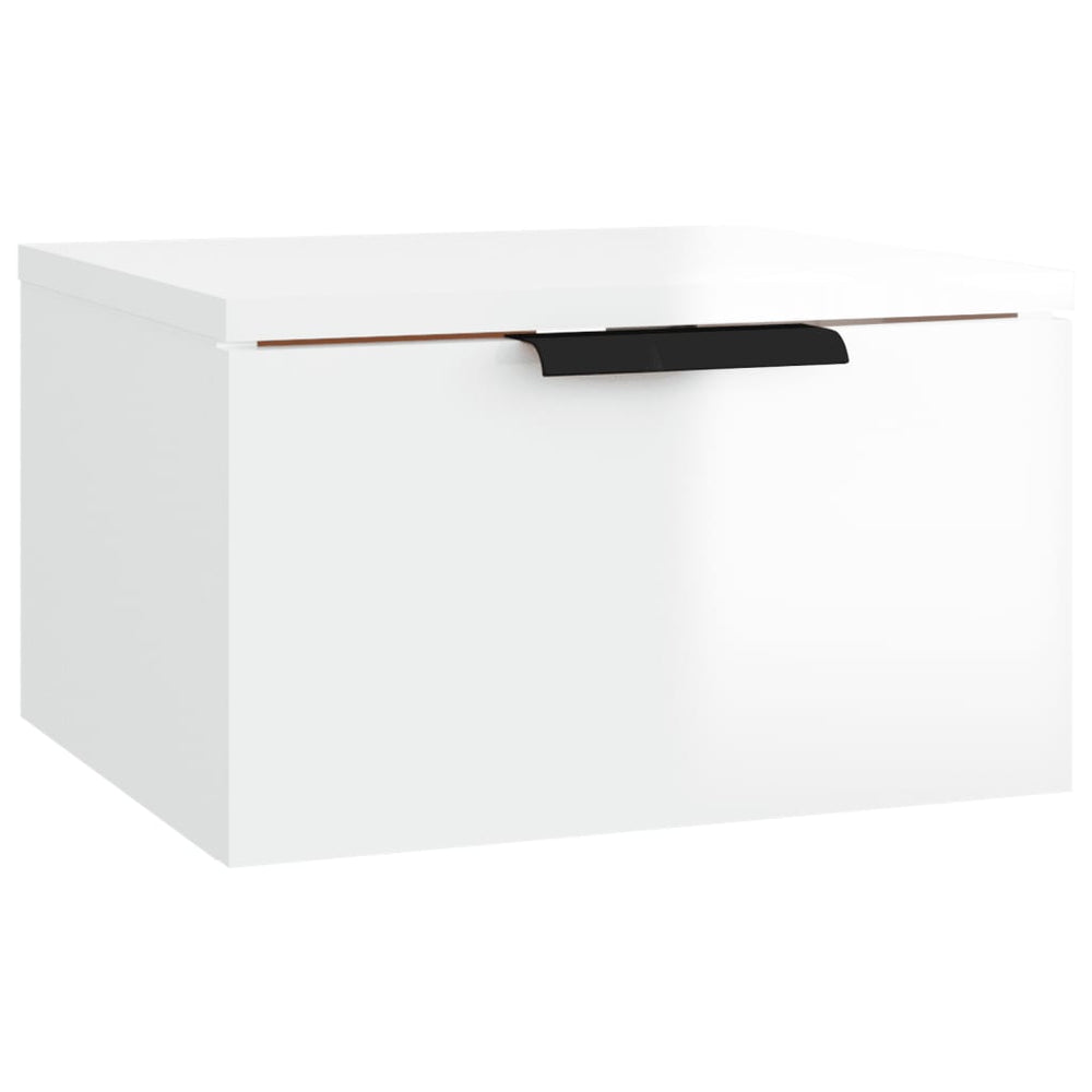 vidaXL Wall-Mounted Bedside Table High Gloss White 34x30x20 cm