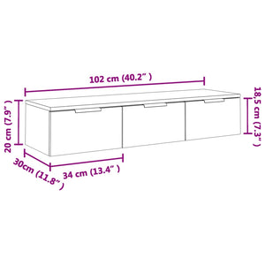 Wandschrank Betongrau 102x30x20 cm