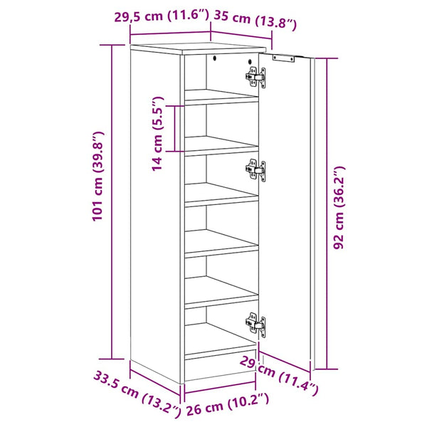 Weißer Schuhschrank 30x35x100 cm