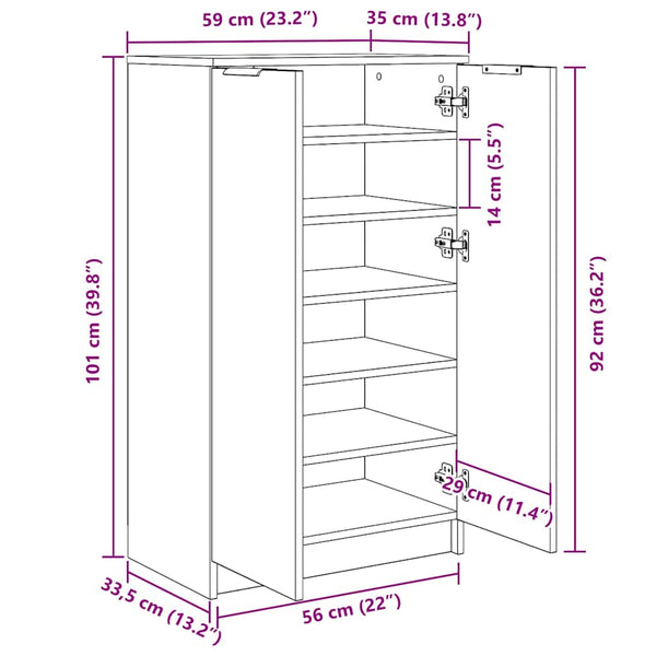Weißer Schuhschrank aus Holzwerkstoff, 59 cm
