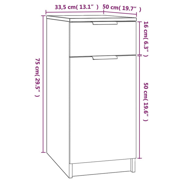 Büroschrank Weiß 33,5x50x75 cm