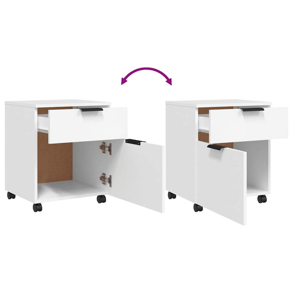 Mobiler Aktenschrank Weiß Rollen 45x54cm