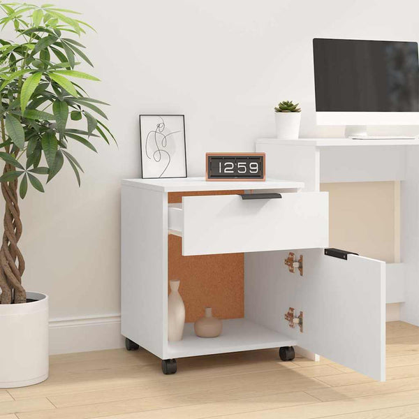 Mobiler Aktenschrank Weiß Rollen 45x54cm