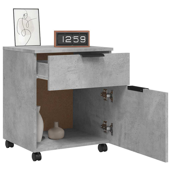 Mobiler Aktenschrank Betongrau 45x38x54 cm
