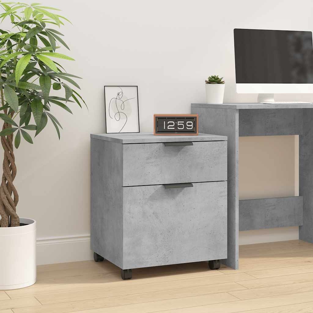 Mobiler Aktenschrank Betongrau 45x38x54 cm