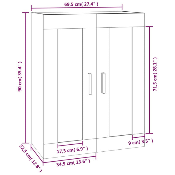Weißer Wandschrank 69,5x32,5x90 cm