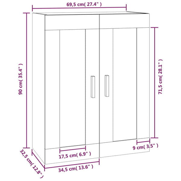 Wandschrank Sonoma Eiche 69,5x32,5x90 cm