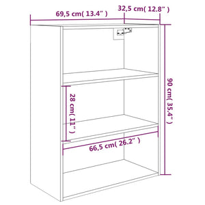 Hängeschrank Hochglanz Weiß 69,5x32,5x90 cm