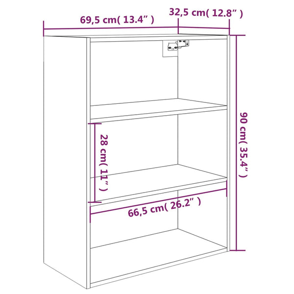 Hängeschrank Hochglanz Weiß 69,5x32,5x90 cm