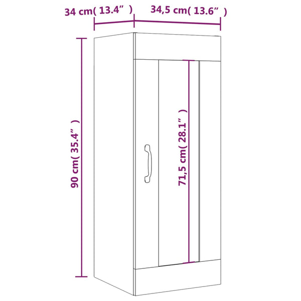 Hängeschrank Betongrau 34,5x34x90 cm