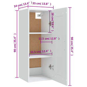 Hängeschrank Weiß 35x34x90 cm
