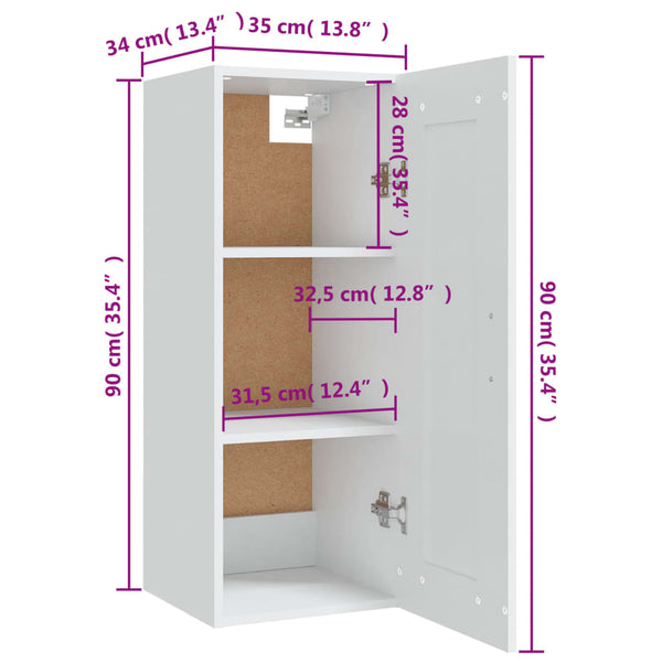 Hängeschrank Weiß 35x34x90 cm
