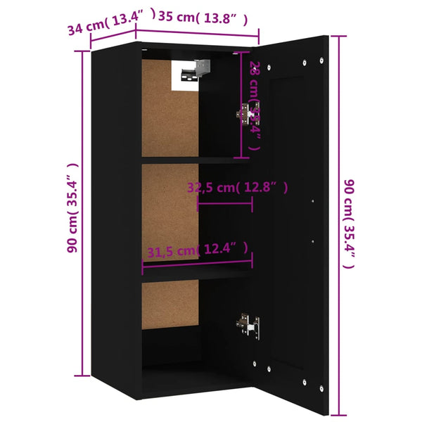 Hängeschrank Schwarz 35x34x90 cm