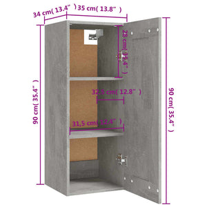 Hängeschrank Betongrau 35x34x90 cm