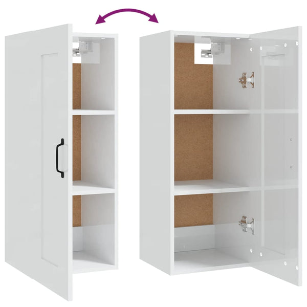 Hängeschrank Weiß Hochglanz 35x90 cm