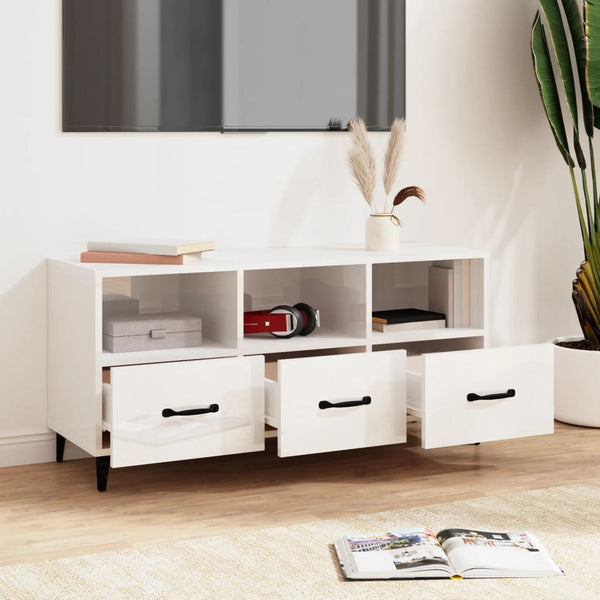 TV-Schrank Hochglanz Weiß 102 cm