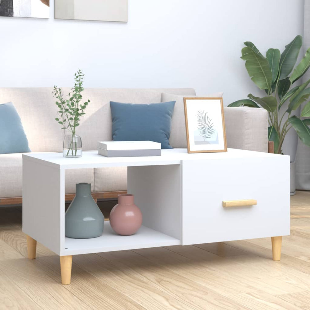 vidaXL Table basse Blanc 89,5x50x40 cm Bois d'ingénierie