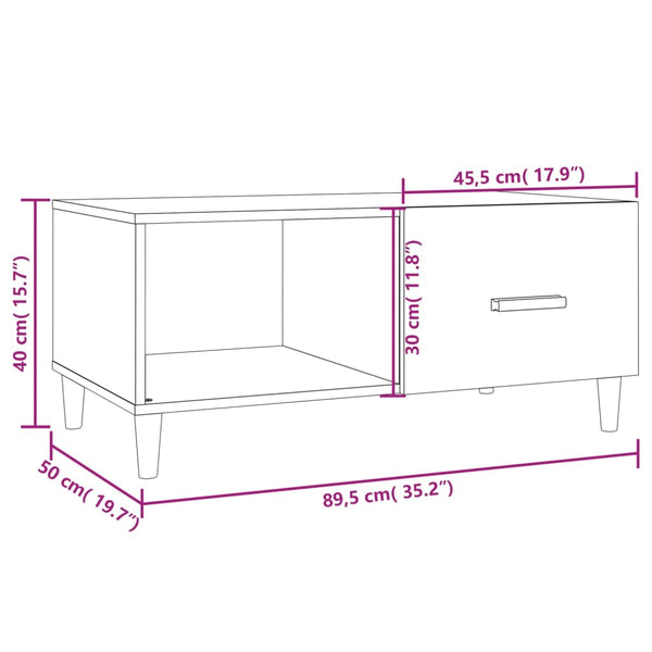 Schwarzer Couchtisch 89,5x50x40 cm